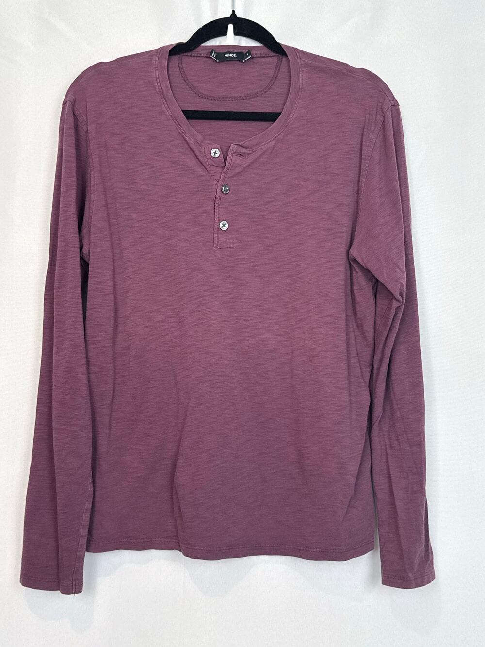 Vince Men's Henley Long Sleeve Shirt Size M Plum
